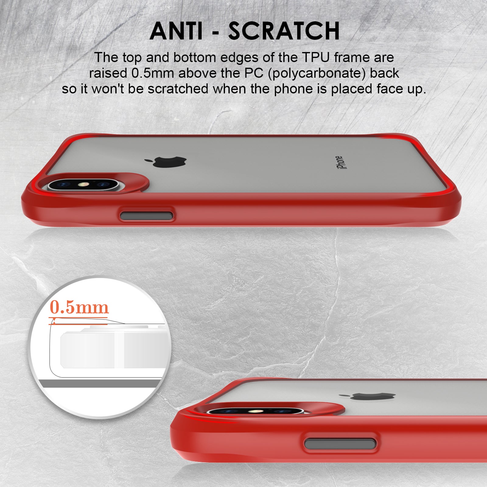 Combat X Mode Series for iPhone XS Max 6.5 inch Case Scratch-proof TPU+PC Cover - Red Combat X Mode Series for iPhone XS Max 6.5 inch Case Scratch-proof TPU+PC Cover - Red